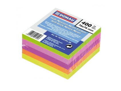 Bloček Donau, 76 x 76 mm, 5 neónových farieb, 400 lístkov
