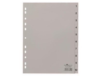 Plastový rozraďovač DURABLE 1-10 sivý
