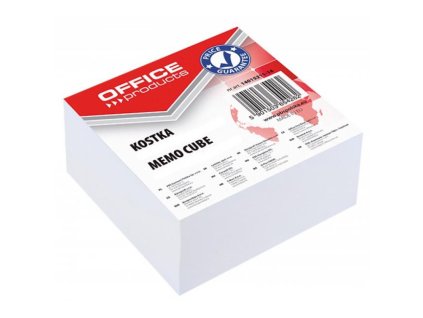 Poznámkový bloček kocka Office products lepená biela, 85x85x40 mm