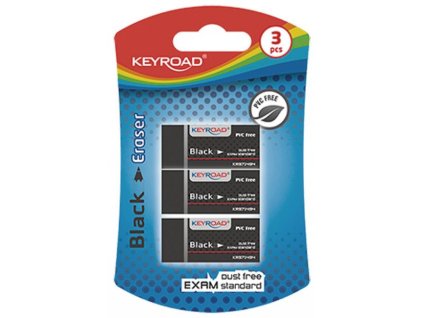 Guma KEYROAD Black, blister 3 ks, čierna