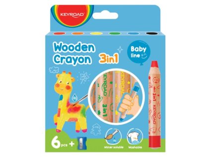 Voskovo - akvarelové farbičky KEYROAD, 6 farieb + strúhadlo