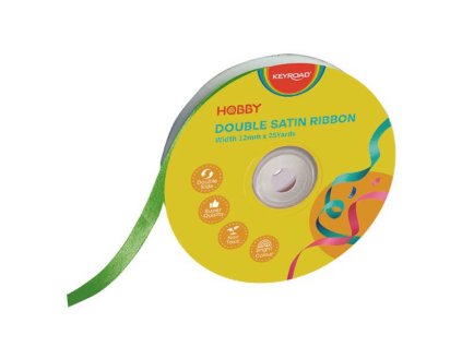 Stuha KEYROAD dvojitá saténová 12 mm x 22,86 m na cievke, zelená