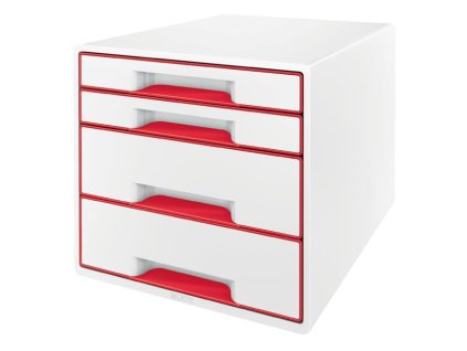 Zásuvkový box Leitz WOW so 4 zásuvkami červený