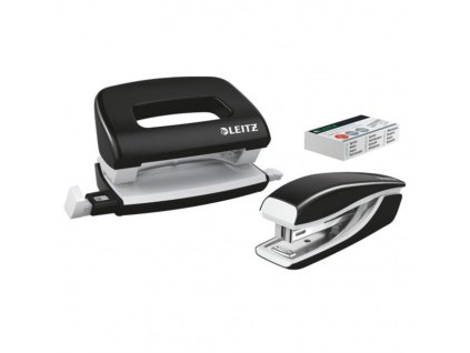 Sada zošívačka a dierovačka Leitz WOW mini čierna