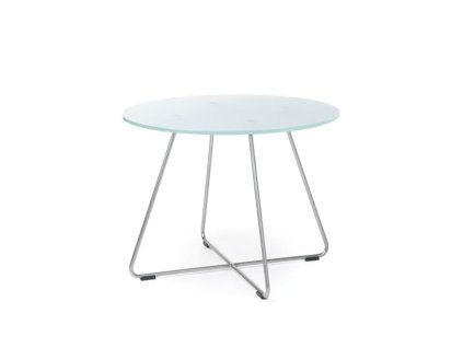 Konferenčný stolík SV 40, p. 60 cm, v. 45 cm, tvrdené mliečne sklo, kovová podnož chróm