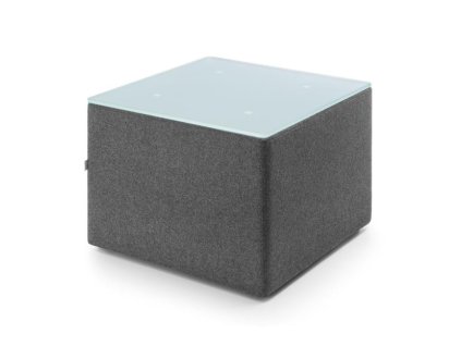 Konferenčný stolík Vancouver Oto, štvorec, mliečne tvrdené sklo, š.54 x h.54 x v.40 cm, látka Next NX-14 tmavosivá