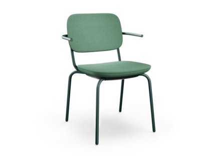 Konferenčná stolička Normo, podrúčky SP, rám RAL6004, látka Alba 7026 zelená