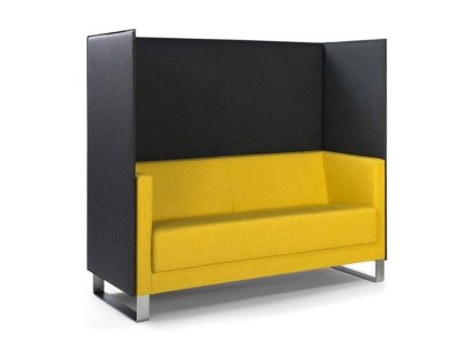 Dvojkreslo Vancouver Lite, lyžinové nohy chróm, látka Next NX-1 žltá, paraván látka NX-16 čierna