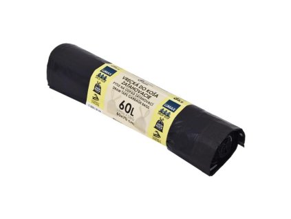Vrecia zaťahovacie 60 ℓ LDPE 30 mic. 60 x 70 cm, čierne (8 ks)