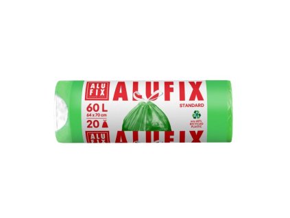 Vrecia na odpadky zaťahovacie 60 l / 20 ks, 15mic., 64 x 70 cm, zelené, HDPE