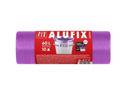 Vrecia na odpadky zaťahovacie Elastic FIX LDPE 64x70cm 60 ℓ/10ks 22mic fialové