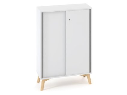 Policová skriňa ALFA ROOT, posuvné dvere, 2 police, 80x45x121,5cm, biela