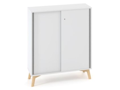 Policová skriňa ALFA ROOT, posuvné dvere, 2 police, 100x45x121,5cm, biela