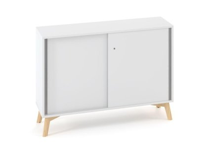 Policová skriňa ALFA ROOT s del.priečkou, posuvné dvere, 1 polica, 120x45x88,7cm, biela