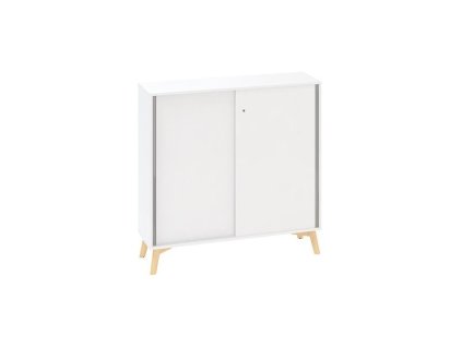 Policová skriňa ALFA ROOT s del.priečkou, posuvné dvere, 2 police, 120x45x121,5cm, biela