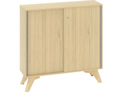 Policová skriňa ALFA ROOT s del.priečkou, posuvné dvere, 2 police, 120x45x121,5cm, dub