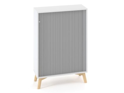 Policová skriňa ALFA ROOT, žalúziové dvere RAL9010, 2 police, 80x45x121,5cm, biela