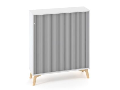 Policová skriňa ALFA ROOT, žalúziové dvere RAL9010, 2 police, 100x45x121,5cm, biela