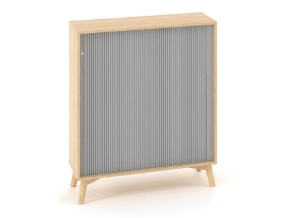 Policová skriňa ALFA ROOT, žalúziové dvere RAL9010, 2 police, 100x45x121,5cm, dub
