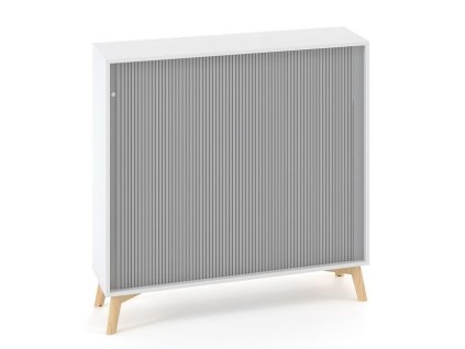 Policová skriňa ALFA ROOT s del.priečkou, žalúziové dvere RAL9010, 2 police, 120x45x121,5cm, biela