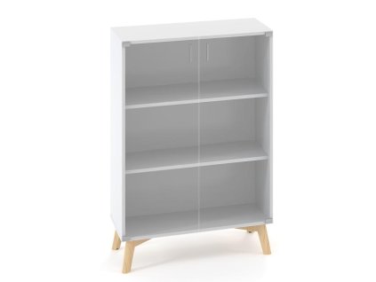 Policová skriňa ALFA ROOT, sklo, 2 police, 80x45,8x121,5cm, biela