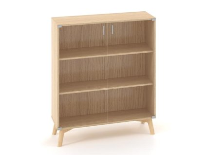 Policová skriňa ALFA ROOT, sklo, 2 police, 100x45,8x121,5cm, dub