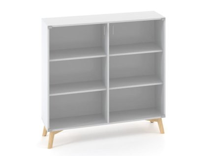 Policová skriňa ALFA ROOT s del.priečkou, sklo, 2 police, 120x45,8x121,5cm, biela