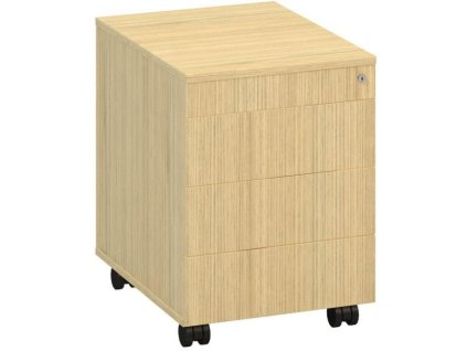 Mobilný kontajner ALFA, 3+1 zásuvka, bez úchytiek, dub