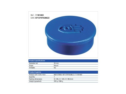 Magnet 35 mm modrý 2500 g 10 ks