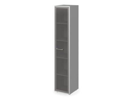 Policová skriňa Lenza Wels 4 police, presklená, 39,9x196,5x42,5cm, agát /sivá