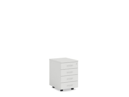Mobilný kontajner BASIC, 4-zásuvkový so zámkom, 41x67x50cm, biela