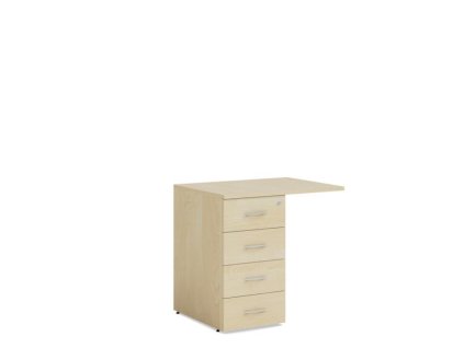 Prístavný kontajner BASIC, 4-zásuvkový so zámkom, 80x76x60cm, breza