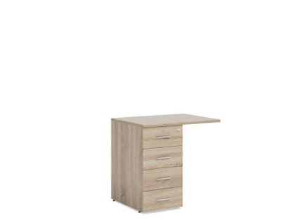 Prístavný kontajner BASIC, 4-zásuvkový so zámkom, 80x76x60cm, dub Sonoma