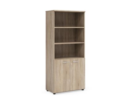 Policová skriňa BASIC, kombinovaná, so zámkom, 80x40x182,1cm, dub Sonoma