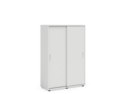 Policová skriňa BASIC, posuvné dvere bez zámku, 100x40x147,9cm, biela