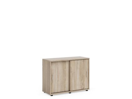 Policová skriňa BASIC, posuvné dvere bez zámku, 100x40x75,3cm, dub Sonoma
