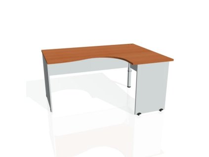 Pracovný stôl Gate, ergo, ľavý, 160x75,5x120 cm, čerešňa/sivá