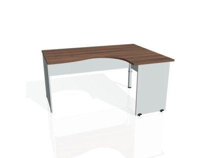 Pracovný stôl Gate, ergo, ľavý, 160x75,5x120 cm, orech/sivá