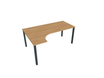 Pracovný stôl Uni, ergo, pravý, 180x75,5x120 cm, dub/čierna