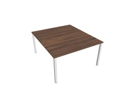 Pracovný stôl Uni, zdvojený, 140x75,5x160 cm, orech/biela