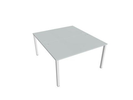 Pracovný stôl Uni, zdvojený, 140x75,5x160 cm, sivá/biela