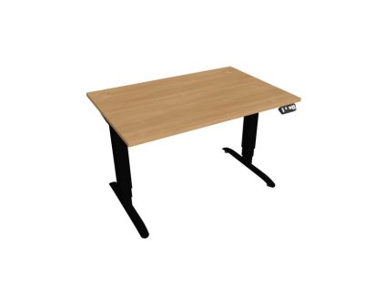 Pracovný stôl Motion, PO, 3S, 120x61 - 128x80 cm, dub/čierna