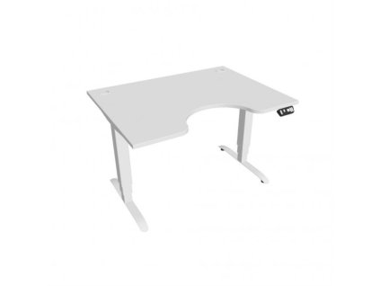 Pracovný stôl Motion Ergo, PO, 3S, 120x61-128x90 cm, biela/biela