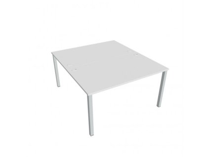 Pracovný stôl Uni, zdvojený, 140x75,5x160 cm, biela/sivá