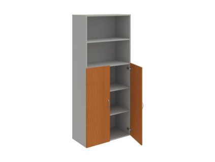 Policová skriňa Drive, 80x185x42 cm, čerešňa/sivá