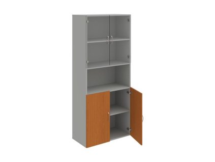 Policová skriňa Drive, 80x185x42 cm, čerešňa/sivá