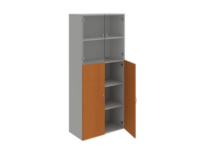 Policová skriňa Drive, 80x185x42 cm, čerešňa/sivá