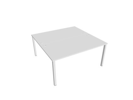 Pracovný stôl Uni, zdvojený, 160x75,5x160 cm, biela/biela