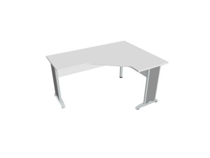 Pracovný stôl Cross, ergo, ľavý, 160x75,5x120 cm, biela/kov