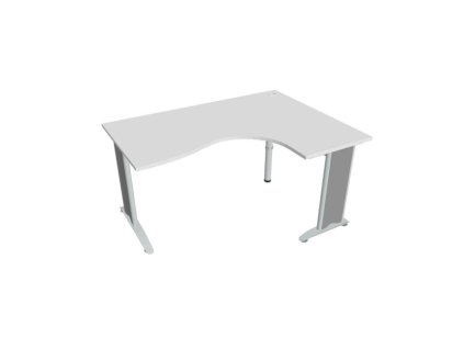 Pracovný stôl Flex, ergo, ľavý, 160x75,5x120 (80x60) cm, biela/kov